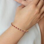 14k Complete Diamond and Oval Ruby 7 inch Bracelet - Image 4