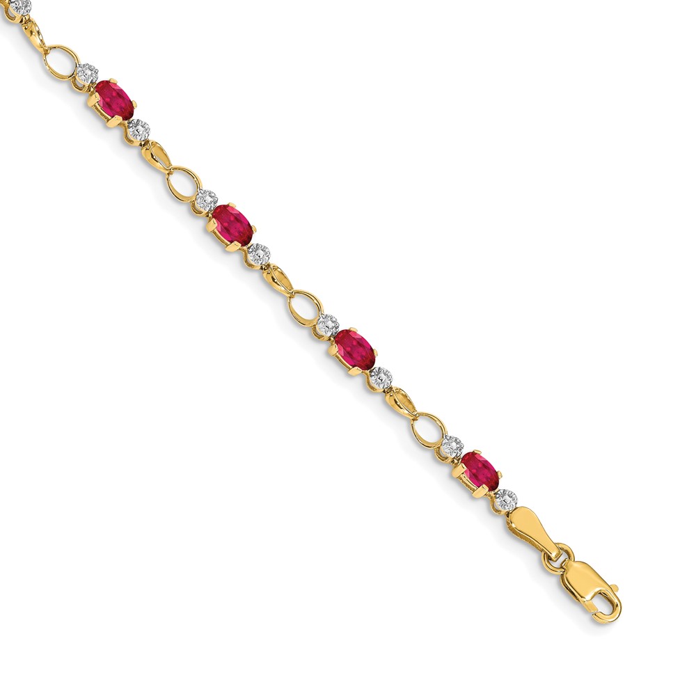 BM4482-RU-001-YA.jpg 14k Complete Diamond and Oval Ruby Open Link 7 inch Bracelet - Image 1