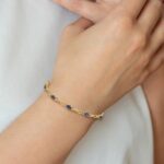 14k Complete Diamond and Oval Sapphire Open Link 7 inch Bracelet - Image 4