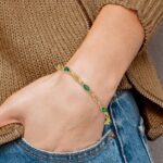 10k Diamond and Emerald Bracelet - Image 5