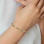 10k Diamond and Oval Emerald Bracelet - Image 5