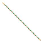 14k Complete Diamond and Oval Emerald Infinity 7.25 inch Bracelet - Image 2