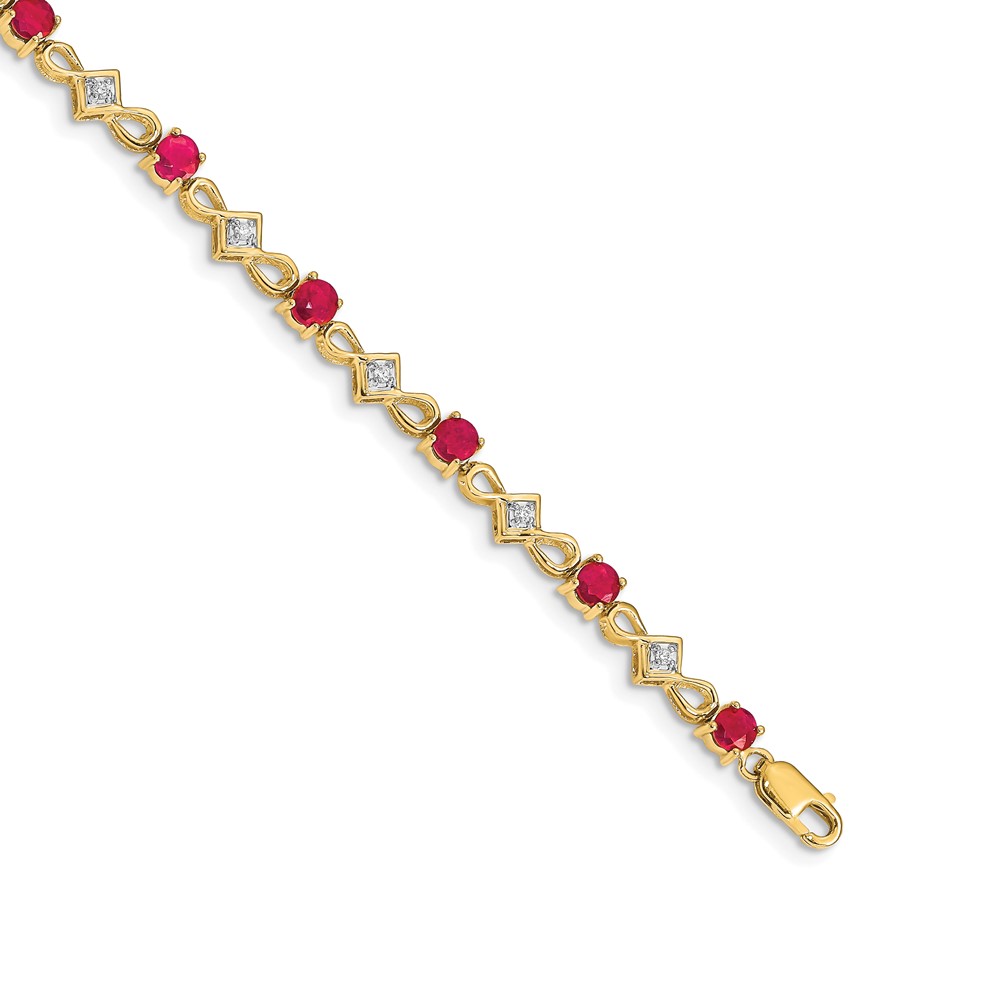 BM4486-RU-010-YA.jpg 14k Complete Diamond and Round Ruby 7 inch Bracelet - Image 1