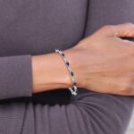 10k White Gold Diamond and Sapphire Bracelet - Image 5