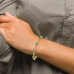 14k Complete Diamond and Oval Emerald Infinity 7 inch Bracelet - Image 4