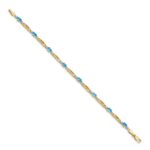 14k Complete Diamond and Oval Swiss Blue Topaz Fancy Link 7 inch Bracelet - Image 2