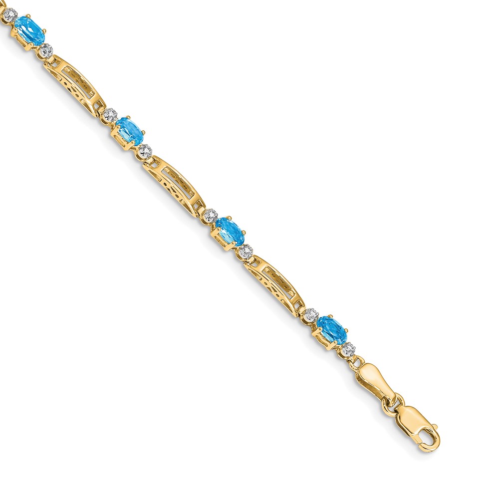 BM4492-BT-001-YA.jpg 14k Complete Diamond and Oval Swiss Blue Topaz Fancy Link 7 inch Bracelet - Image 1