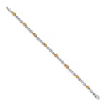14k White Gold Complete Diamond and Oval Citrine Fancy Link 7 inch Bracelet - Image 2