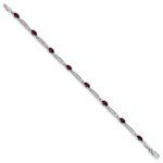 10k White Gold Diamond and Garnet Bracelet - Image 2