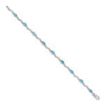 10k White Gold Fancy Diamond and Blue Topaz Bracelet - Image 2