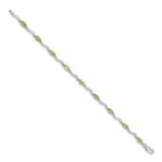 14k White Gold Complete Diamond and Oval Peridot Wavy Link 7 inch Bracelet - Image 2
