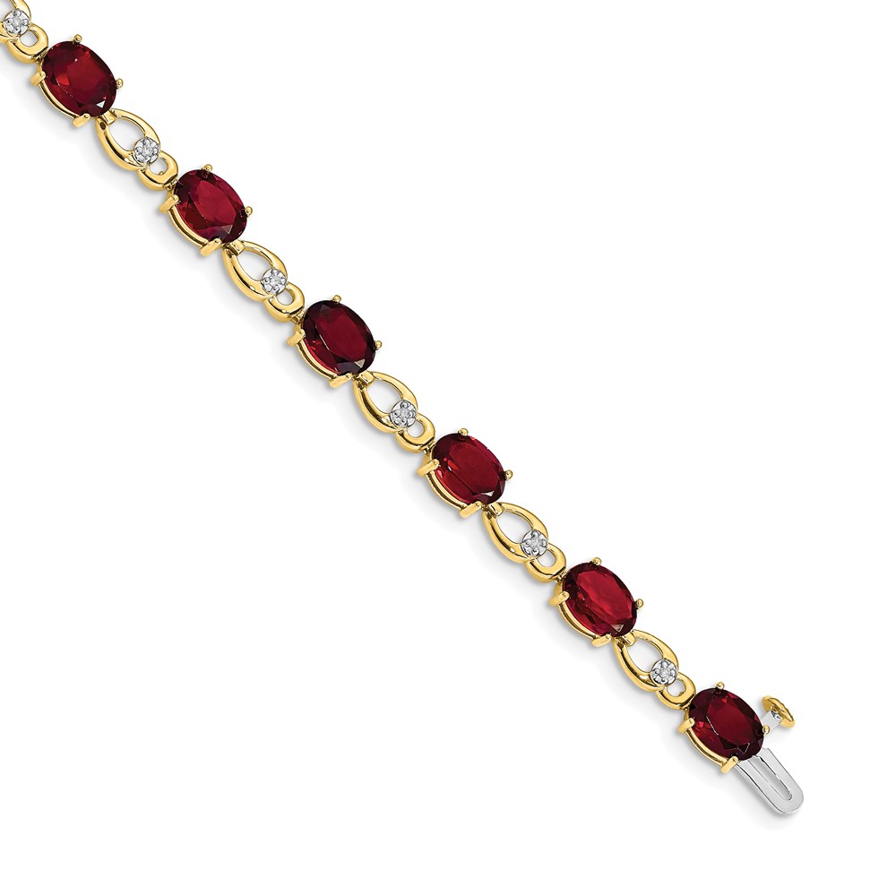 BM4496-GA-005-YA.jpg 14k Complete Oval Garnet and Diamond Fancy Link 7 inch Bracelet - Image 1