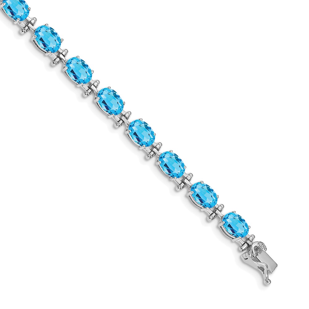 BM4501-BT-W.jpg 14k White Gold Complete Oval Swiss Blue Topaz 7 inch Bracelet - Image 1