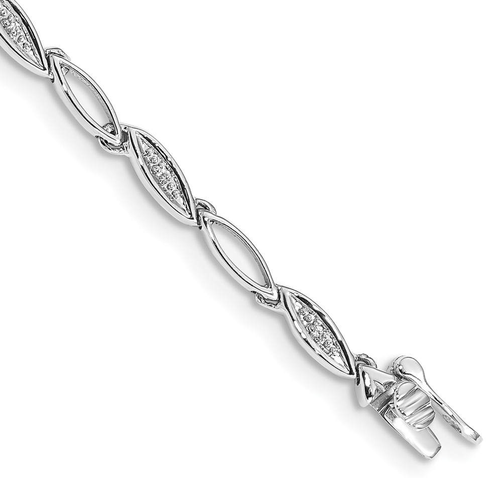 BM4597-005-WA.jpg 14k White Gold Complete 1/20 carat Diamond Oval Link 7.5 inch Bracelet - Image 1