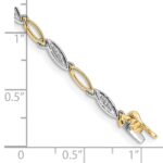 14k Two-tone Complete 1/20 carat Diamond Oval Link 7.5 inch Bracelet - Image 3