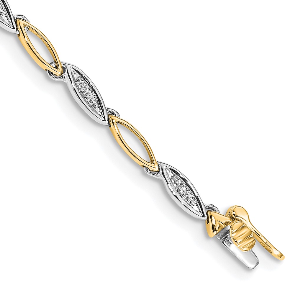 BM4597-005-YWA.jpg 14k Two-tone Complete 1/20 carat Diamond Oval Link 7.5 inch Bracelet - Image 1