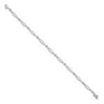 14k White Gold Complete 0.03 carat Diamond Heart and Oval Link 7.25 inch Bracelet - Image 2