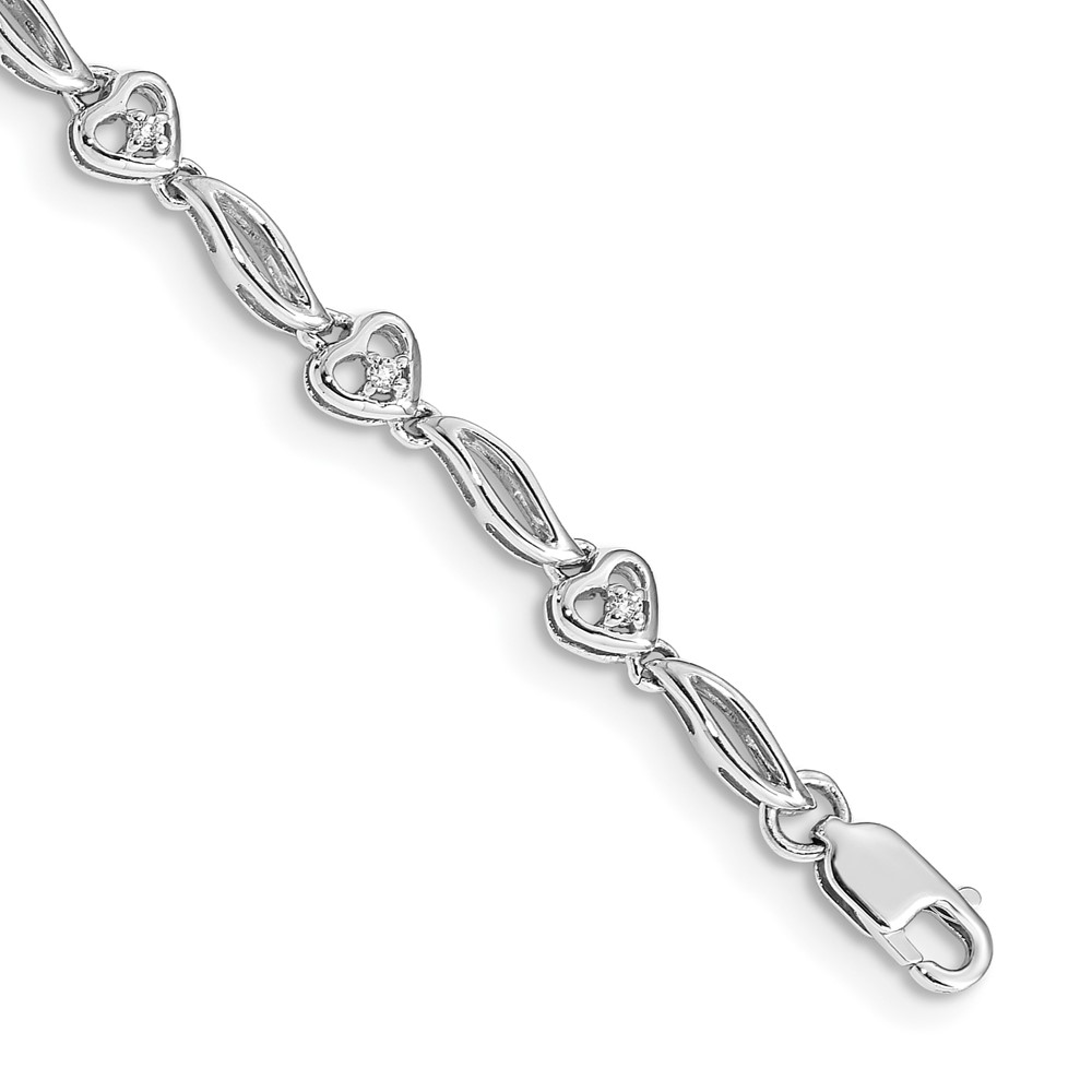 BM4605-010-WA.jpg 14k White Gold Complete 1/10 carat Diamond Hearts 7 inch Tennis Bracelet - Image 1