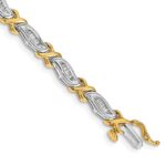 14k Two-tone Complete 1 carat Baguette Diamond X-design 7 inch Bracelet