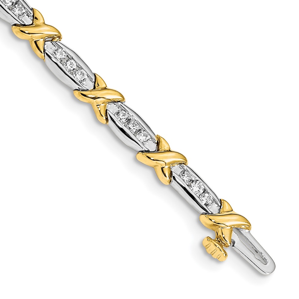 BM4618-100-YWA.jpg 14k Two-Tone 1 carat Lab Grown Diamond VS/SI+ G+ Complete 6.5 inch Tennis Bracelet - Image 1