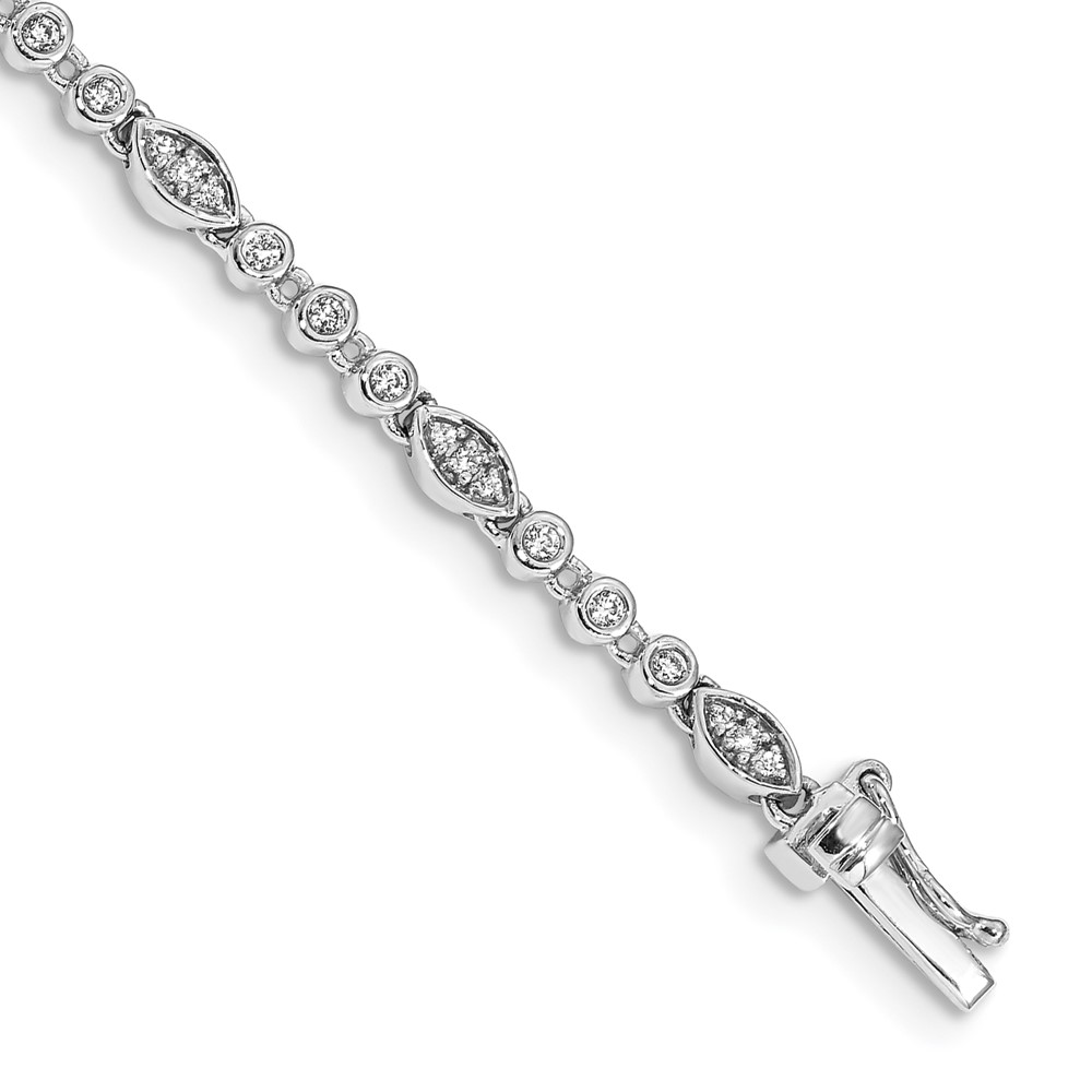 BM4621-050-WA.jpg 14k White Gold Complete 1/2 carat Diamond Fancy Link 7 inch Bracelet - Image 1