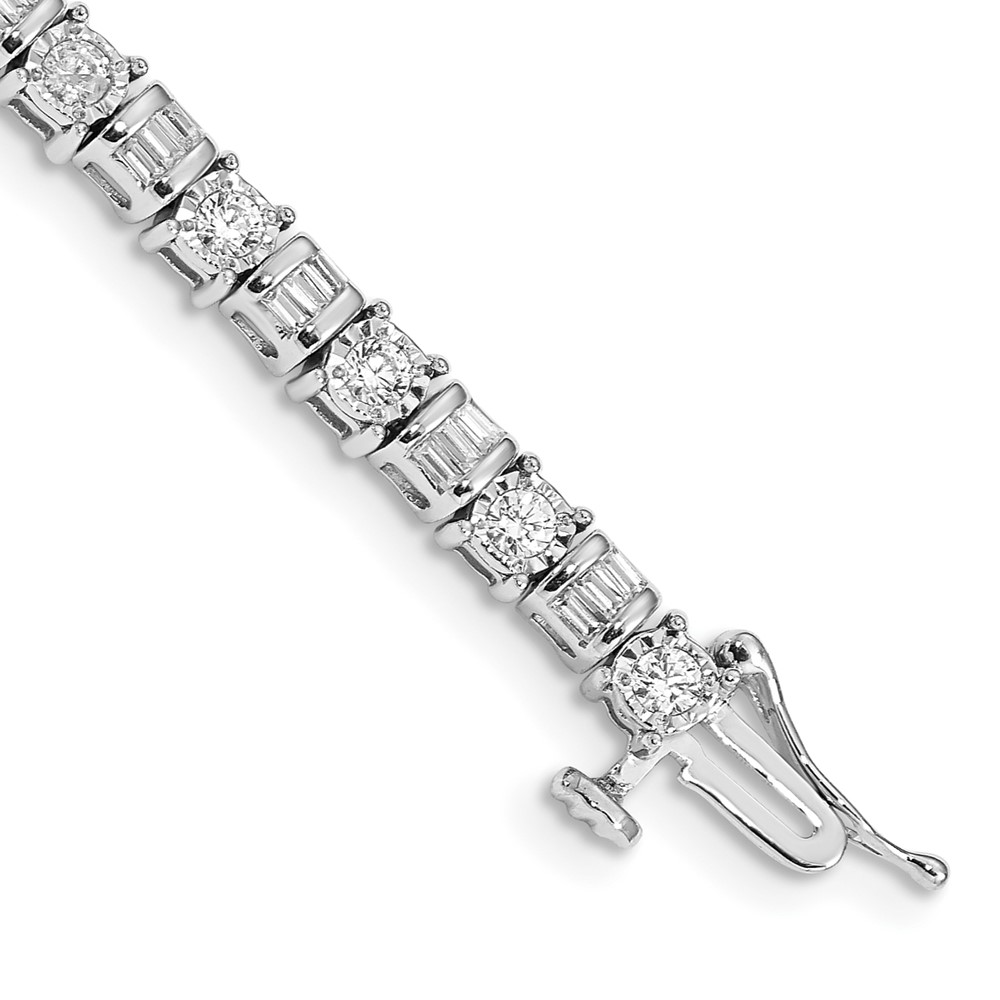 BM4668-200-WA.jpg 14k White Gold Complete 2 carat Round and Baguette Diamond 7 inch Tennis Bracelet - Image 1