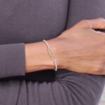 14k Two-tone Polished Complete 1/5 carat Diamond Circles Half-Bangle 7 inch Bracelet with 0.5 inch Extender - Image 4