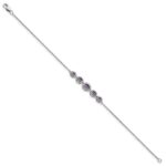 14k White Gold Complete 5-Stone Bezel-set Marquise Amethyst and Chain 7 inch Bracelet - Image 2
