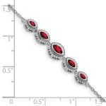 14k White Gold Complete 5-Stone Bezel-set Marquise Garnet and Chain 7 inch Bracelet - Image 4