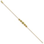 14k Complete 5-Stone Bezel-set Marquise Peridot and Chain 7 inch Bracelet - Image 2
