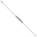 14k White Gold Complete 5-Stone Bezel-set Marquise Sapphire and Chain 7 inch Bracelet - Image 3
