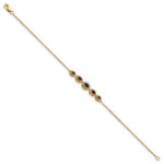 14k Complete 5-Stone Bezel-set Marquise Sapphire and Chain 7 inch Bracelet - Image 3