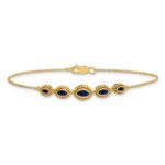 14k Complete 5-Stone Bezel-set Marquise Sapphire and Chain 7 inch Bracelet - Image 4