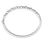 14k White Gold Complete Emerald and 1/10 carat Diamond Hinged Bangle Bracelet - Image 2