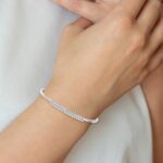14k White Gold 1 carat Lab Grown Diamond VS/SI+ G+ with .5 inch extension Complete Bangle Bracelet - Image 3