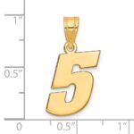 14k Polished Block Number 5 Pendant - Image 2