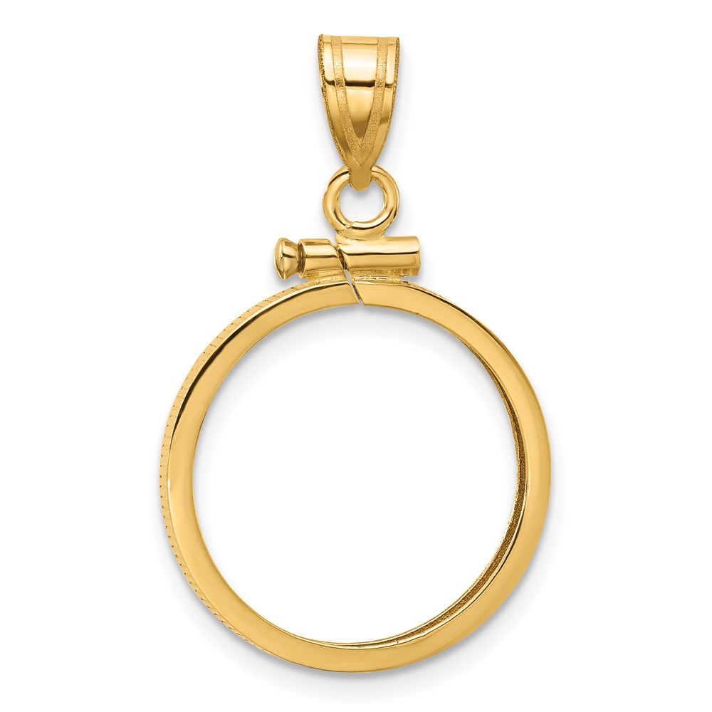 C1885_17.8.jpg Wideband Distinguished Coin Jewelry 10k Polished 17.8mm x 1.35mm Screw Top Coin Bezel Pendant - Image 1