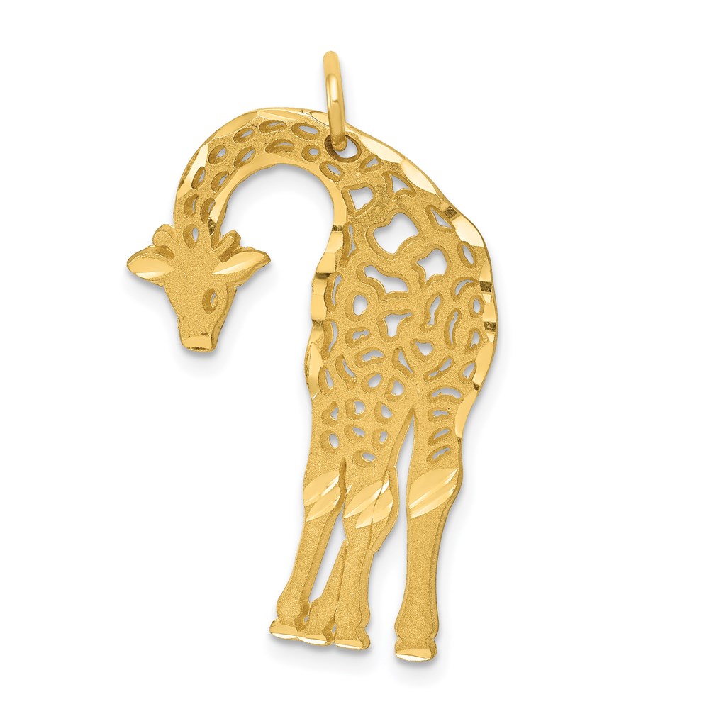 C1907.jpg 14k Satin Diamond-cut Giraffe Charm - Image 1