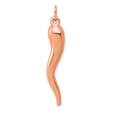 14k Rose Gold 3-D Italian Horn Charm