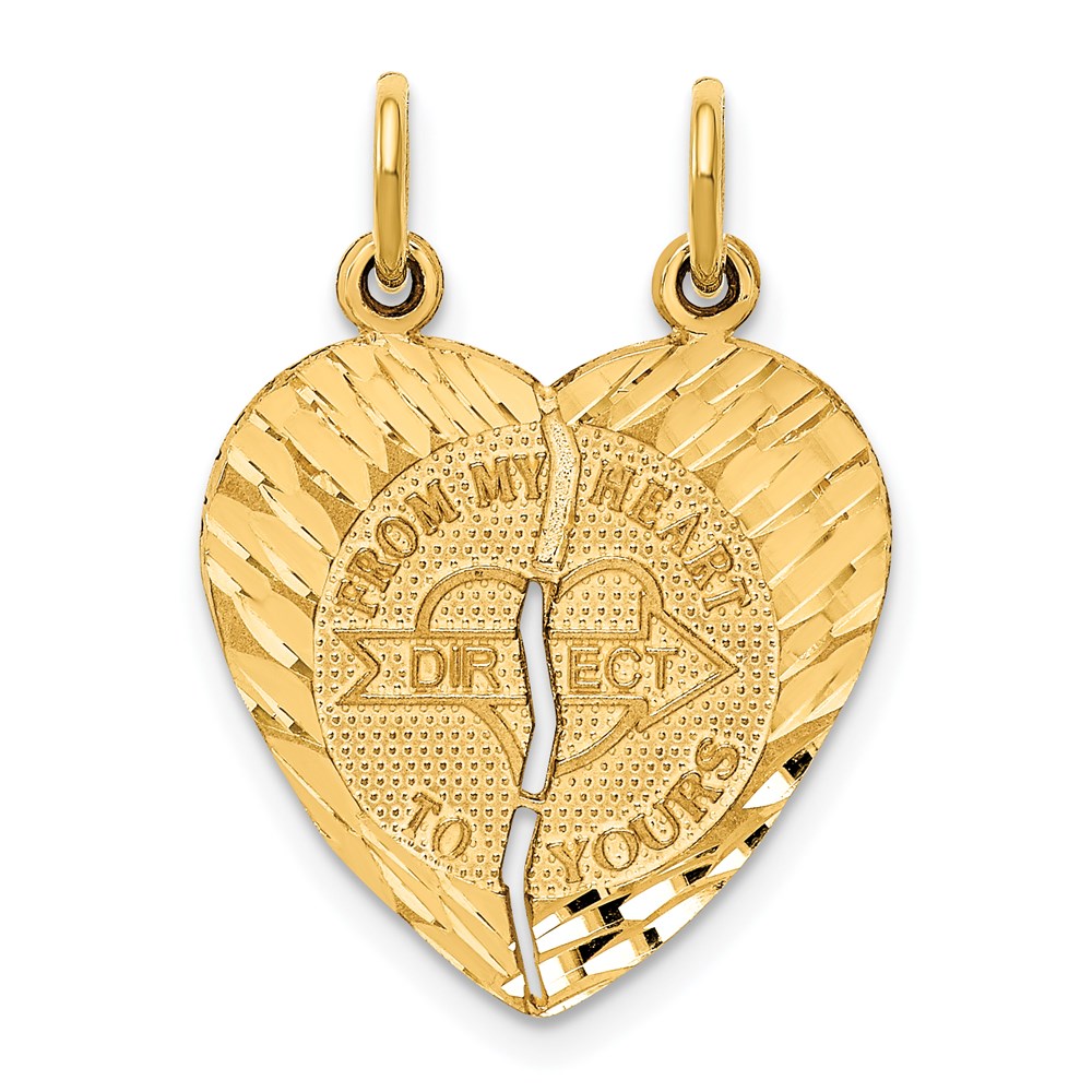 C311.jpg 14k 2-Piece Break-apart Diamond-cut FROM MY HEART DIRECT TO YOURS Charm - Image 1