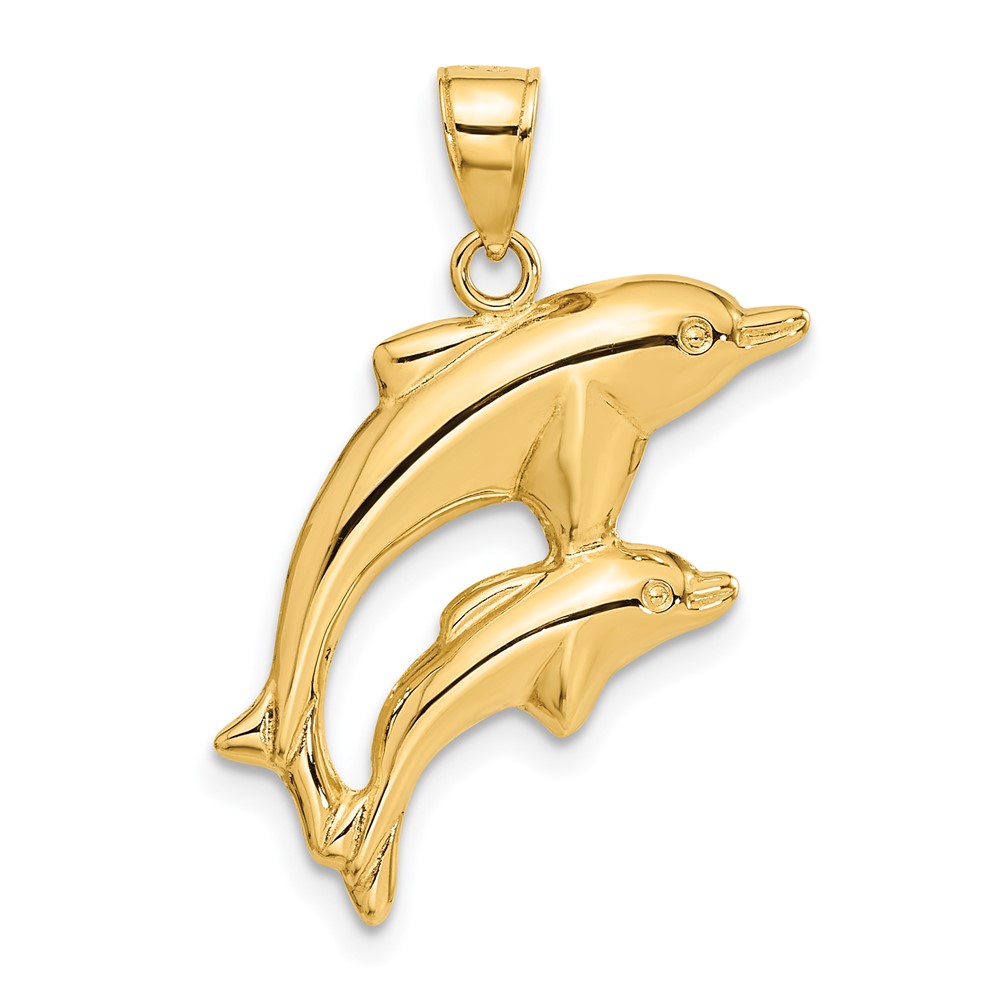 C3442.jpg 14k Dolphin Pair Pendant - Image 1