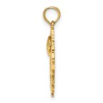 14k Volleyball Story in Leaf Circle Charm - Image 2