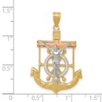14k Tri-color Diamond-cut and Textured Mariners Crucifix Pendant - Image 3