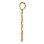 14K Two-Tone with White Rhodium Our Lady of Guadalupe with Flowers Oval Pendant - Image 2