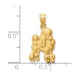 14K Satin Diamond-cut Poodle Dog Pendant - Image 4