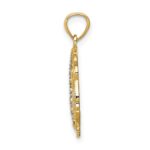 14K and White Rhodium Diamond-cut Owl on the Moon Pendant - Image 2