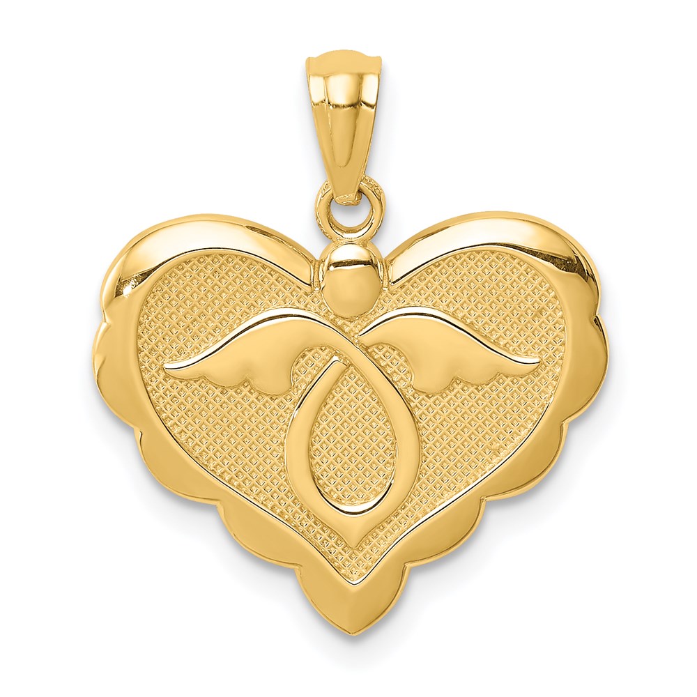 C4716.jpg 14K Angel in Heart Scalloped Edge Pendant - Image 1