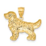 14K Satin Diamond-cut Golden Retriever Dog Pendant - Image 3