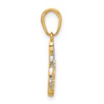 14K with White Rhodium Diamond-cut Doves Pendant - Image 2