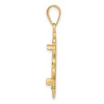 Wideband Distinguished Coin Jewelry 14k Polished and Diamond-cut Fancy 16.5mm Prong Coin Bezel Pendant - Image 2